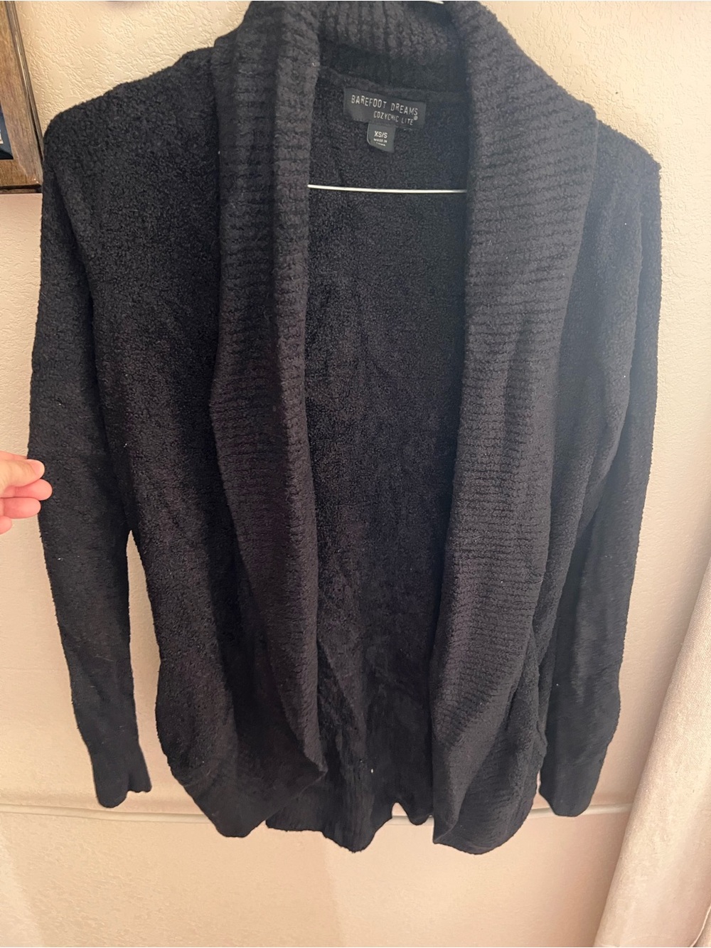 Barefoot Dreams Men's Black Plush Shawl-Collar Cardigan